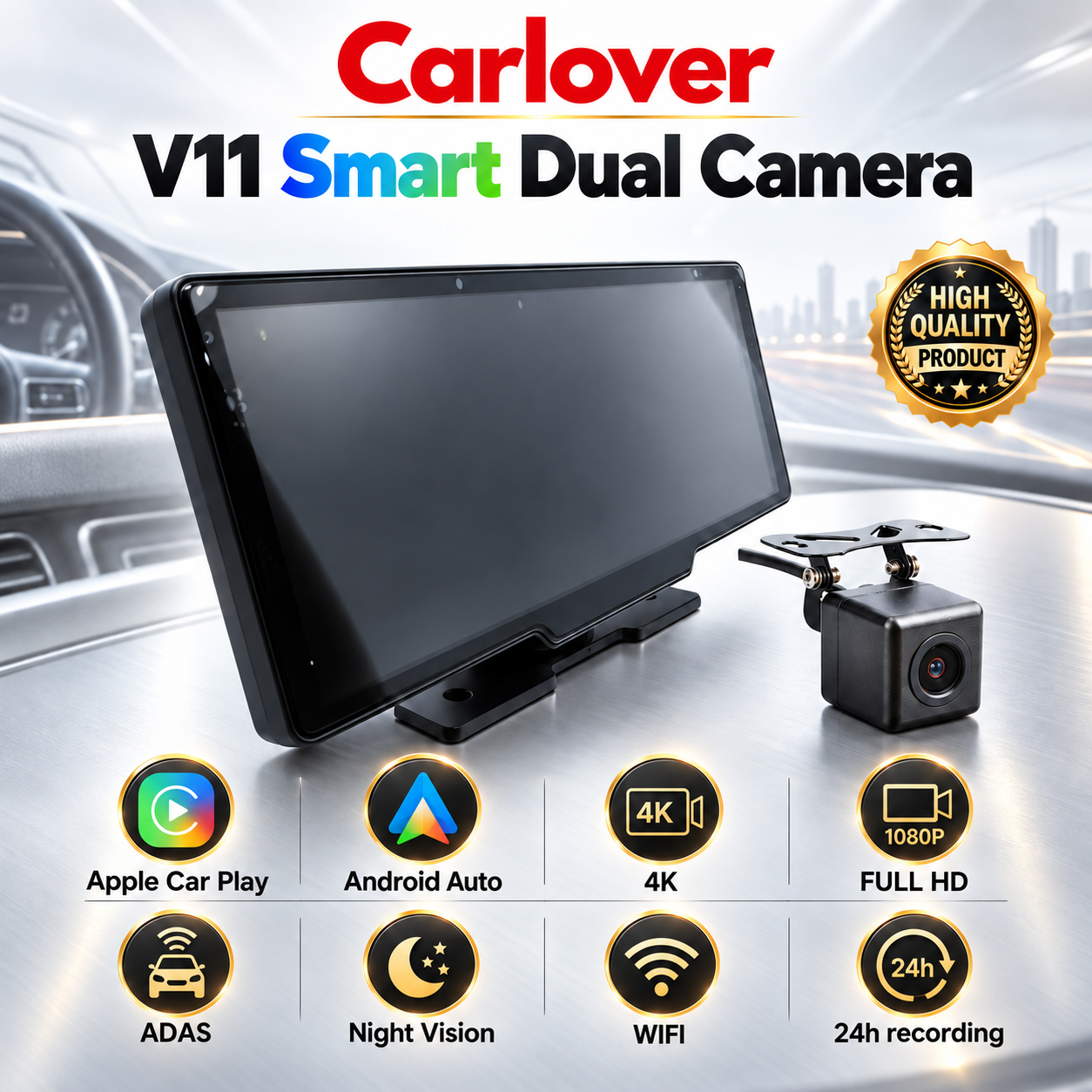 DASHCAM MOBIL CAMERA DVR-V11-2CH-ANDROID AUTO-APPLE CAR PLAY - Image 2