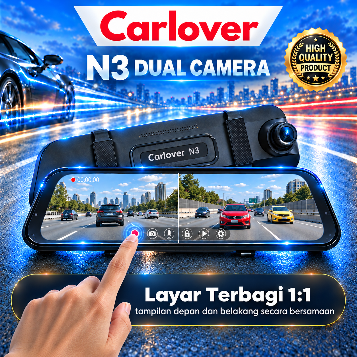 DASHCAM MOBIL CAMERA DVR-N3-2CH-10"-TOUCH SCREEN - Image 2