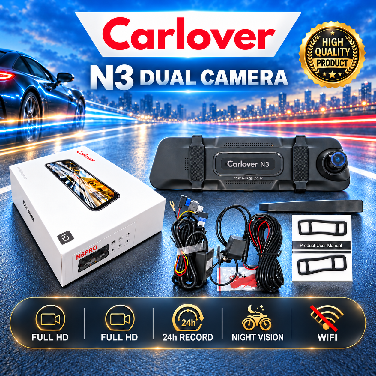 DASHCAM MOBIL CAMERA DVR-N3-2CH-10"-TOUCH SCREEN - Image 3