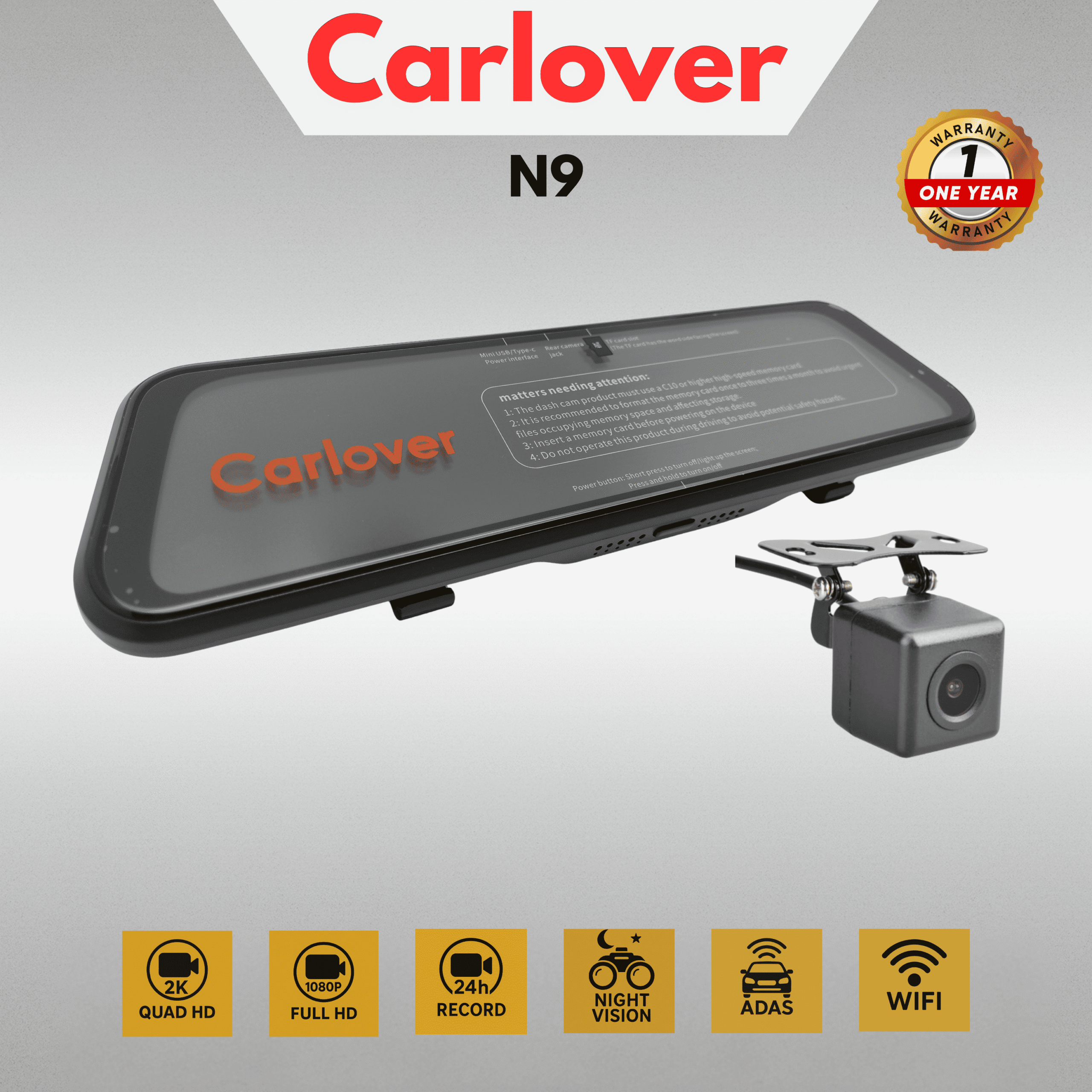 DASHCAM MOBIL CAMERA DVR-N9-3CH-10"-TOUCH SCREEN-ADAS-WIFI - Image 2