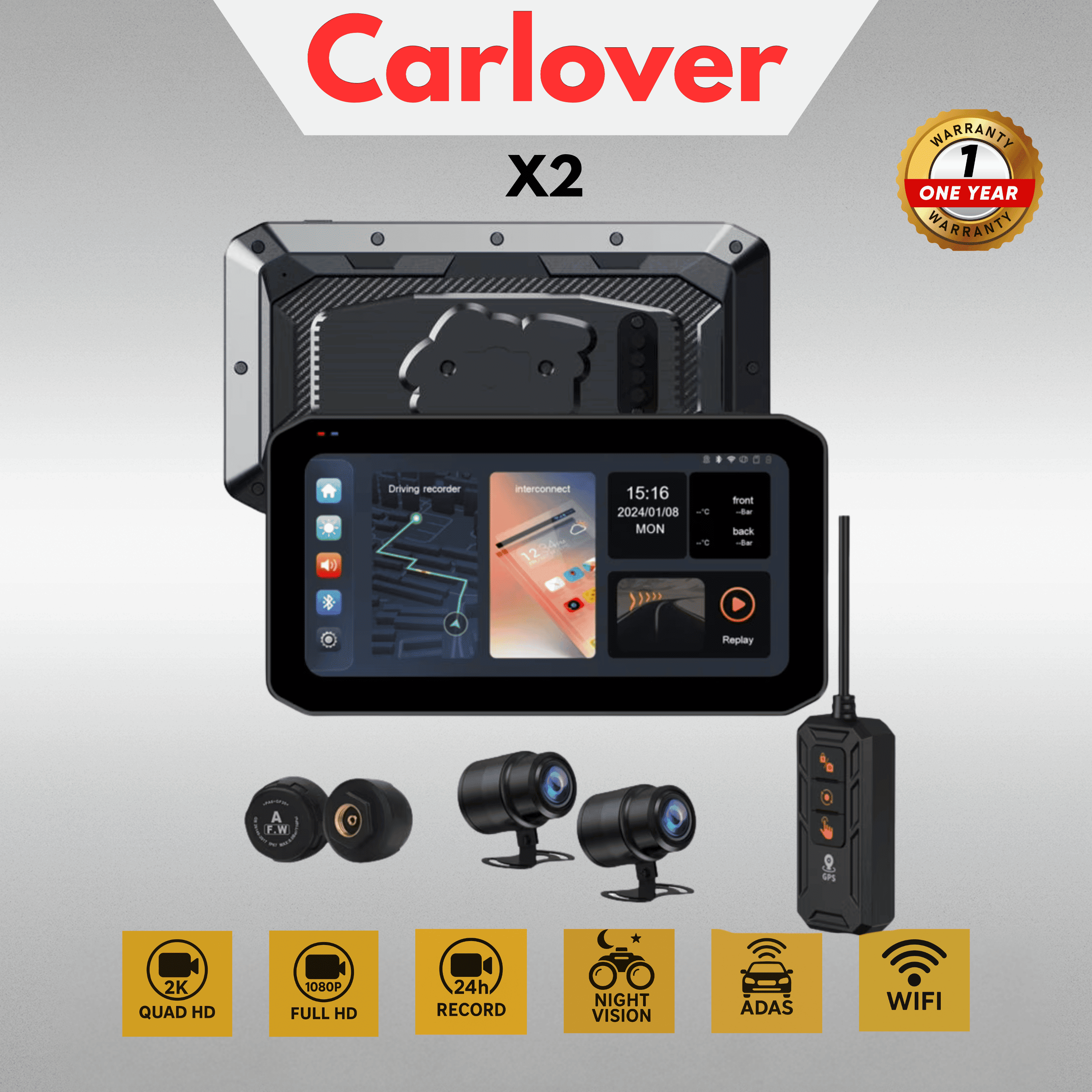 DASHCAM MOTOR CAMERA DVR - X2-2CH - CARLOVER