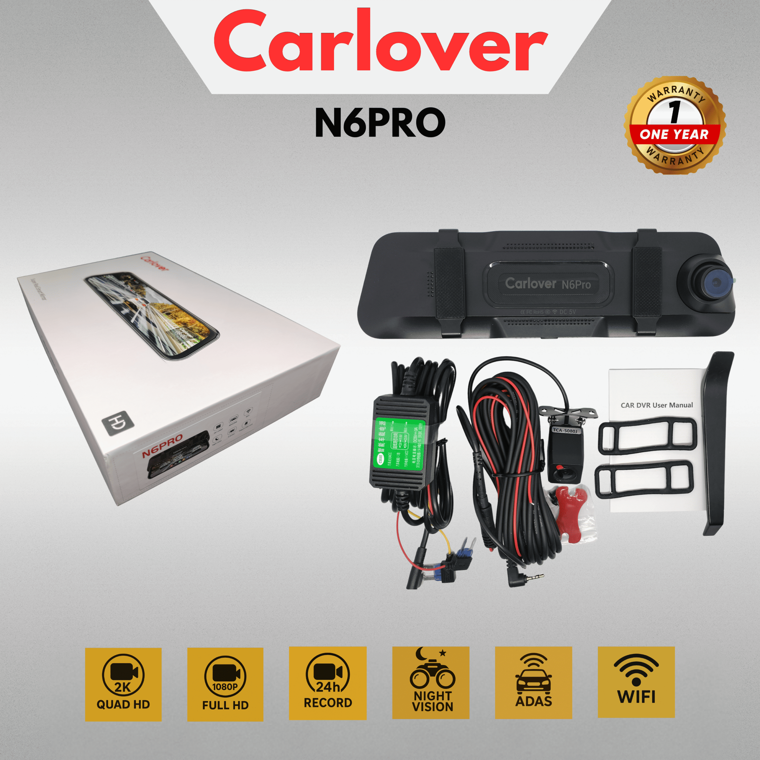 DASHCAM MOBIL CAMERA DVR-N6PRO-2CH-10"-TOUCH SCREEN-ADAS-WIFI - Image 3