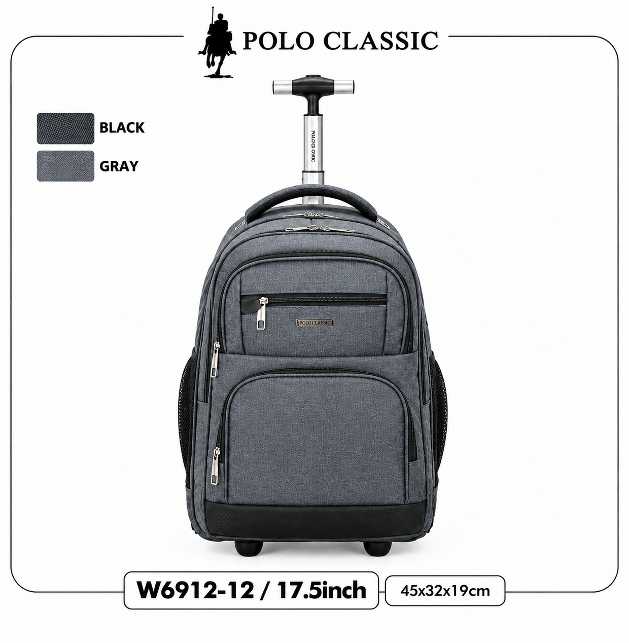 Polo Classic Gray Rolling Backpack