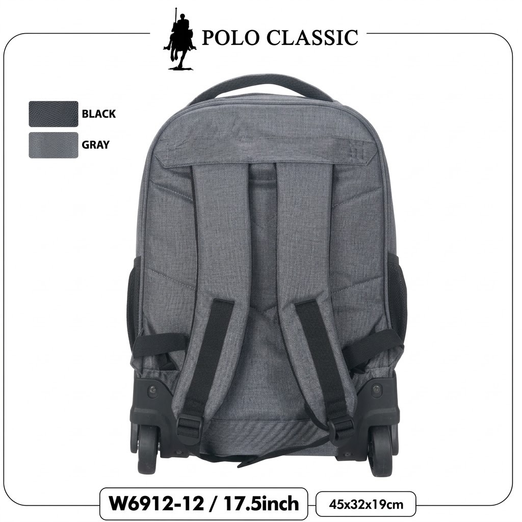 Polo Classic Gray Rolling Backpack - Image 4