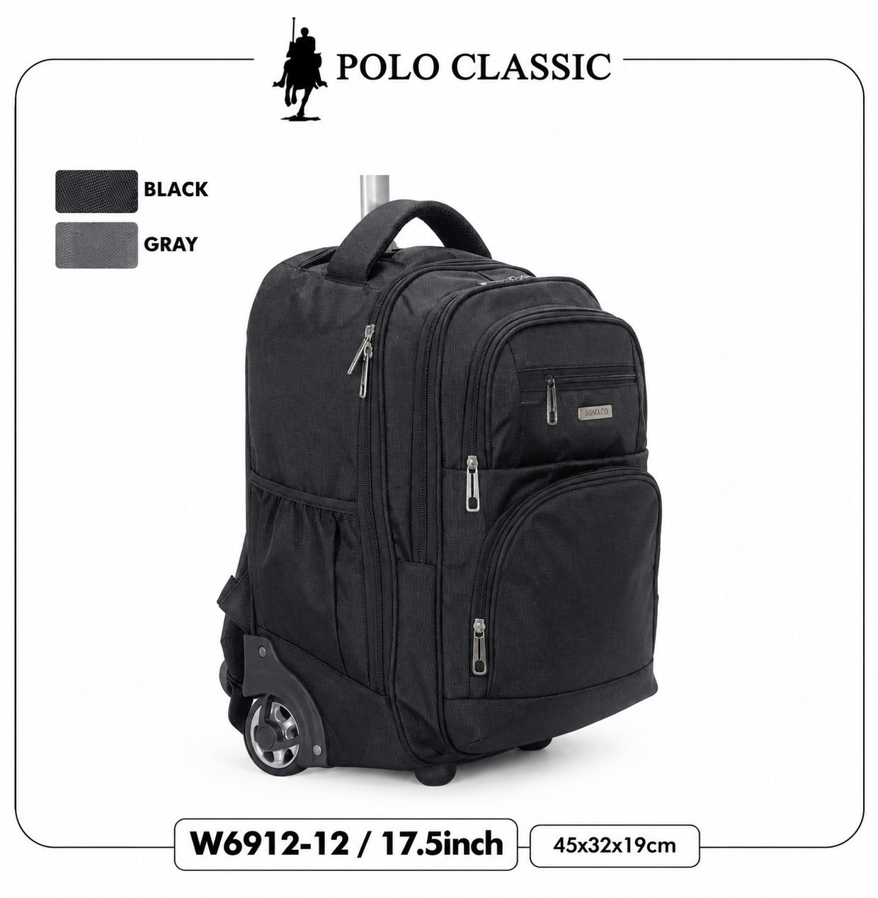 Polo Classic Gray Rolling Backpack - Image 6